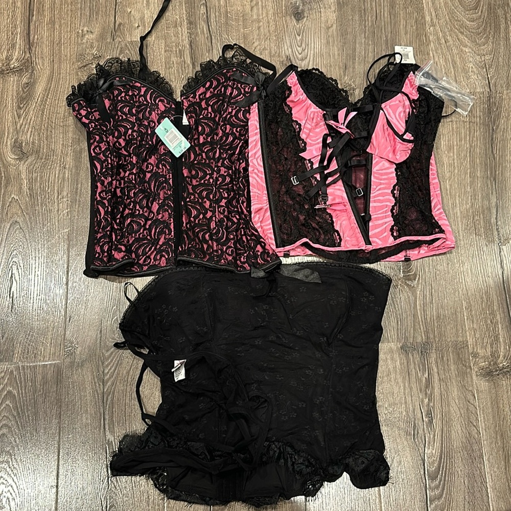 Selling lingerie corsets all three